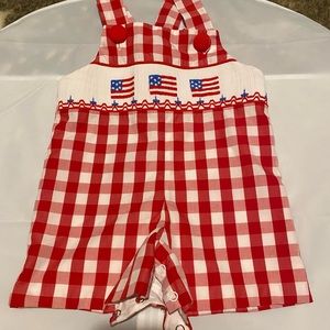 Stitchy Fish American Flag Shortall sz:12m NWOT